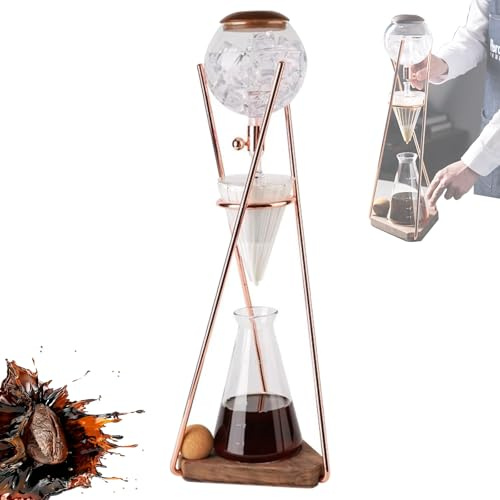 Cafetera de goteo para café frío de 500 ml con válvula reguladora de velocidad de goteo, cafetera de vidrio DIY con soporte de acero inoxidable, para preparar de 3 a 5 tazas, para cafés fríos