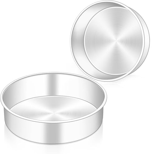 Homikit 7 Inch Cake Tin Set of 2, Stainless Steel Round Cake Baking Pans | One-Piece Mould, Healthy & Sturdy, Mirror Finished, Air-fryer & Dishwasher Safe, Great for Birthday Christmas Cakes Breads