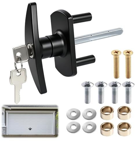 Garage Door Lock Set, T Handle Lock with 2 Keys, Garage Door Opener | Garage Replacement Parts for Roller Shutter Parking Gate Patio Front Doors