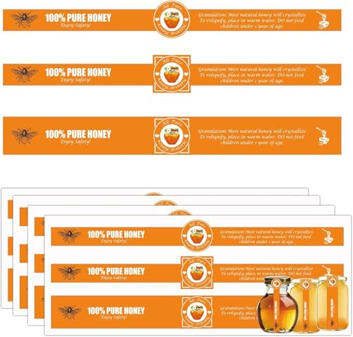 120 Pack Safe Secure Tamper Evident Seals Multiple Designs Handmade Proof Pure Honey Alcohol to-Go Drink Straw Labels Stickers for Bottle Coffee Milk Jars Food Delivery Freshness (Proof Pure Honey)
