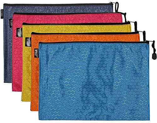 MMY Dokumententasche A5-5 Stück Aktentasche Mehrfarbig wasserdichter Reißverschluss Oxford Kosmetiktasche, Aufbewahrungstasche für Büro Schulreise Zubehör, 5St-A5