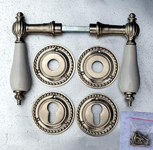 Graf von Gerlitzen Grafgriffe Volksgriffe Antik Messing Vernickelt Nickel Porzellan Tür Griff Griffe Türgriff Türgriffe Türbeschlag Türgriffsets Türklinken Türdrücker Türbeschläge PZ Rosetten V15