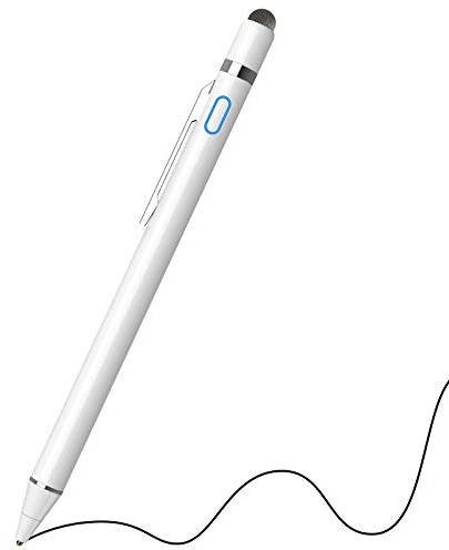 NTHJOYS 2 in 1 Rechargeable Digital Pen Fine Point Stylus for iPhone/iPad Pro/Mini/Air/Samsung and Other Touch Screens
