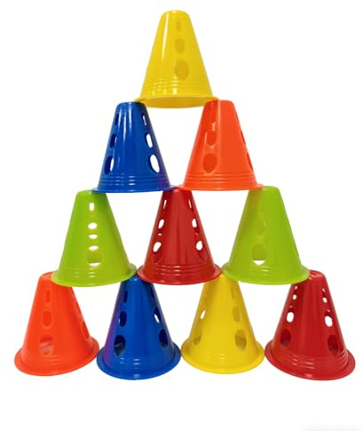 Ncheli Set da 25 Coni da Allenamento, Birilli Rigidi per Calcio e Slalom, Conetti in PE Antivuelco e Impilabili, per Pattinaggio a Rotelle e Percorsi Agilità