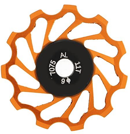 11T 4,2cm/1,65 Zoll Fahrradumwerfer Schaltröllchen CNC Keramiklager Fahrrad Schaltwerk mit 2 Teiliger Reduzierhülse, Aluminiumlegierung Schaltwerk Riemenscheiben für 8/9/10/1 Fach(Gold)