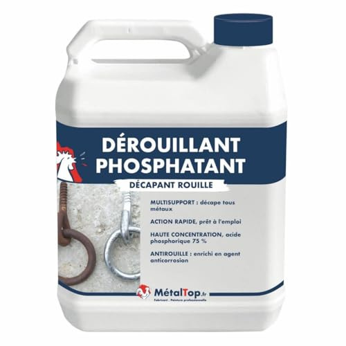 Metaltop Derouillant Phosphatant - 1 L Pour éliminer et neutraliser la rouille sur des métaux rouillés, avant peinture
