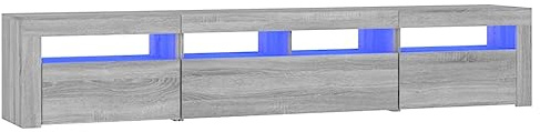 vidaXL Mobile Porta TV con Luci LED Grigio Sonoma 210x35x40 cm