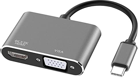 Aolirot USB C auf HDMI VGA Adapter USB C auf HDMI und VGA Adapter Konverter USB Typ C auf VGA 4K HDMI 1080P für MacBook Pro 2019/2018/2017/MacBook Air 2018 usw