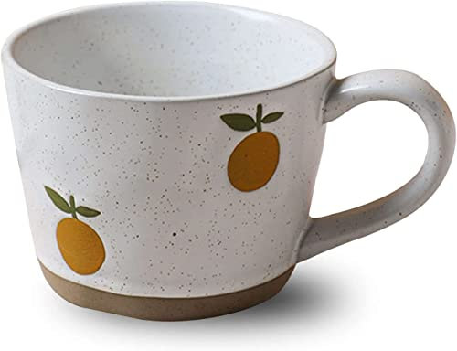 MUNANI Suppentassen Tassen mit Griff, Suppentasse mit Griff, Keramik, mikrowellenfest, niedliche Frühstücksschalen for Kaffee, Dessert,-Blume~Blau-14x10x7,5cm,450ml (Color : Flower) (Color : Oranje)