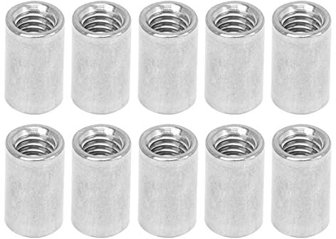 10 Stück Runde Gewindemuffen Innengewinde 35mm Länge 304 Edelstahl Rundmuffe Verbindungsmuffen Langmuttern, Silber