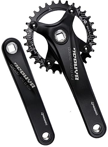 LHHL 170mm 175mm MTB Kurbelgarnitur 104BCD Hohl Integrierte Aluminium-Legierung Kurbelarm-Set 32/34/36/38T Mountainbike Narrow Width Zähne Rundes Kettenblatt (Color : Black 175mm, Size : 32T)