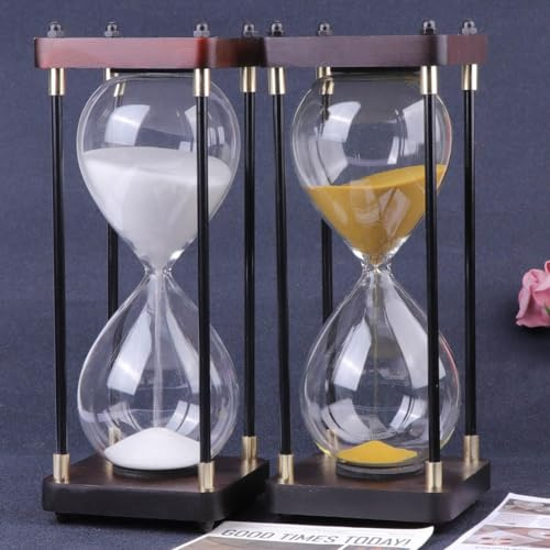 Sablier de Luxe de 30 Minutes en Verre Borosilicaté - Gestion du Temps, Décoration Élégante pour Bureau, Salon et Chambre (Blanc)