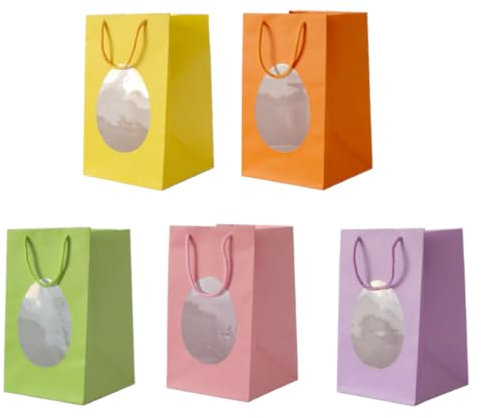 MAQA 10pz Shopper carta porta uovo di Pasqua 18x18xH30 cm, Buste carta con manico colorate per uova pasquali, Buste take away Pasqua