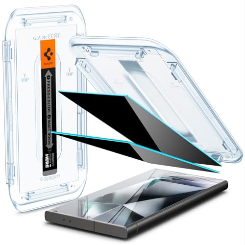 Spigen EZ Fit Sichtschutzfolie [2 Stück] für Samsung Galaxy S24 Ultra | Privacy Schutz, inklusive Installationskit, Kratzfest, Hüllenfreundlich, 9H Härte Folie