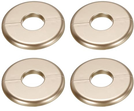 sourcing map 4pcs Wall Split Flange 80mm / 3.1 OD Escutcheon Plate ABS Round Self-Adhesive Plumbing Cover Plates for 26mm / 1 Dia Water Pipe Faucet Decoration Accessories, Gold