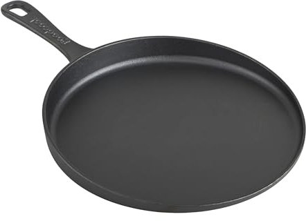 GoodCook Pre-Seasoned Cast Iron Pizza Pan, 10.5-Inch Round Skillet for Pizza, Crepes, and Pancakes, Durable Even Heating Cookware, Oven Safe to 500°F, Versatile Black Cast Iron Pan