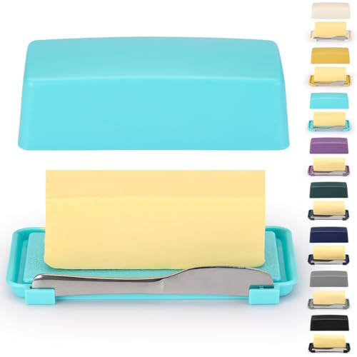 Mantequera Con Tapa Para Encimera, Kyraton Mantequillera Con Rascador De Acero Inoxidable, Plásticos Butter Dish, Regalo De Cocina Para Esposa, Madre.
