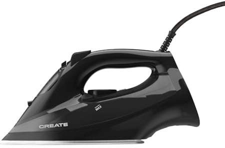 CREATE/IRON FLAT 3000 / Plancha de vapor negro/Sistema de encendido rápido, cable de 2m, sistema de seguirdad, deposito de 380 ml, antihaderente y dislizante, 3000W