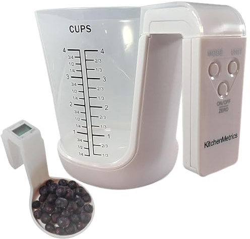Medidor con báscula digital - Báscula de cocina digital de alta precisión y vaso medidor, medidor electrónico con escala | Pantalla LCD, taza de pesaje electrónica 4 modos para la medición de