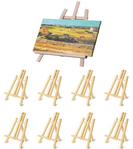 8 Stück Tischstaffelei Holz, 40 CM Tragbare Staffeleien, Display-/ Tischstaffelei, Höhenverstellbar, Deko-Ständer, Staffelei Kinder, für Gemälde, Kinder Kunst & Handwerk