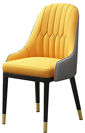 Moderner Design-Esszimmerstuhl aus wasserdichtem Leder mit Metallbeinen, Farbe Gelb und Grau, für Zuhause und gewerbliche Restaurants