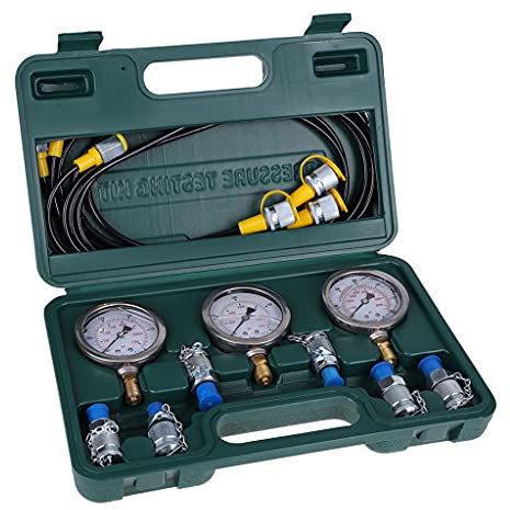 Tragbarer Bagger Hydraulikdruckprüfkupplung inkl. 6 Prüfkupplungen 3 Manometer 3 Prüfschläuche