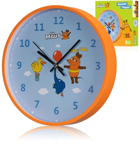 BRESSER DieMaus Orologio da Parete per Bambini - Orologio Educativo per Cameretta con Design Colorato e Meccanismo Silenzioso