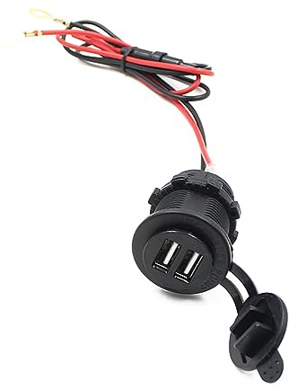 HOMSFOU Adaptador USB Doble para Mechero de Coche 12v con Cable de 60 Cm, Cargador Portátil Ignífugo Compatible con Móviles y GPS, Color Negro, Uso para Vehículo