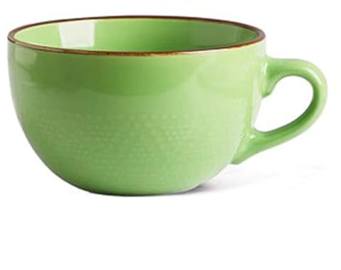 Arawat 700 ML Large Mugs Ceramic Cup with Handles Cute Coffee Cups Ceramic Tea Mug with Spoon Coffee Tea Cereal Bowls Porcelain Large Mugs Birthday Green Giant Soup Mug