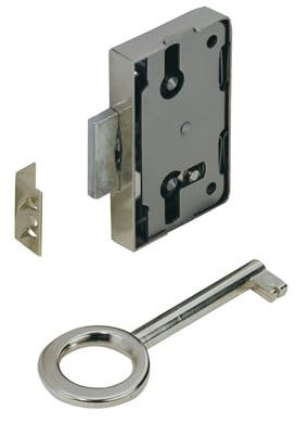 Hettich Buntbartaufschraubschloss, Nutbartschloß, Aufschraubschloß, Dornmaß 15mm, vernickelt, Verwendung rechts und links, 89079/1 Stück