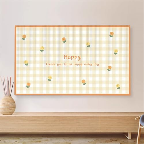 HAGJII Tv Cover Indoor Universal Tv Screen Protector & Dust Shield Soft, Stretchable Fabric Printing Tv Display Protectors Washable, 24-65inch Fits Curved/Flat Screens(60in,E)