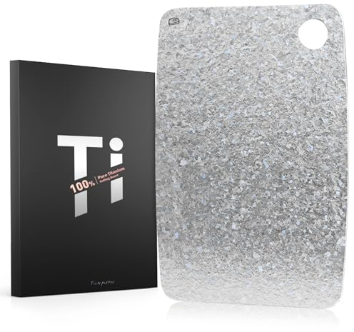 Titan-Schneidebrett, 100% reines Titan, 40x28 cm | Doppelseitiges Brett für Fleisch & Gemüse, BPA-frei, spülmaschinenfest, leicht, platzsparend, einfach zu reinigen