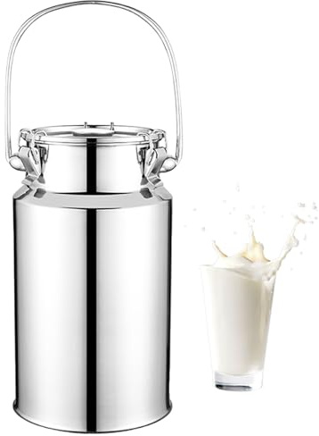 Adima 201 Edelstahl Luftdichtes Milchkännchen Milchkanne Transportkanne Milch Transportkanne Mit DREI Verschlussclips Und Silikondichtung Zum Für Küche Bauernhof,10L
