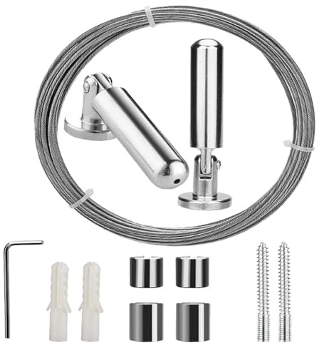 ZIOYANE Kit filo stendibiancheria in acciaio inossidabile con hardware di installazione, resistente filo anti-sag da parete per lavanderia, tende da doccia, esposizione fotografica, balcone, bagno e