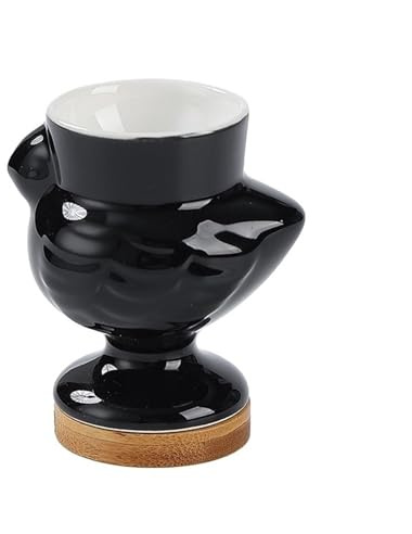 SXTYYH Céramique Coquetier Oeuf for œufs à La Coque Jaune Liquide Mignon En Forme De Poussin Support Oeuf A La Coque Indispensable for La Table Créatif Petit-Déjeuner(Noir)