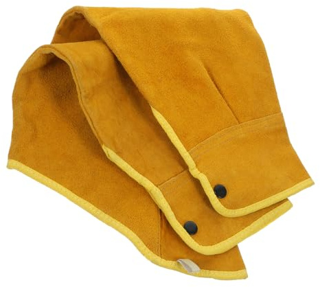FONDOTIN Mangas de Protección para Brazo de Soldadura de Piel de Vacuno Amarillas, Resistentes al Calor y Ligeras, Ideales para Evitar Salpicaduras de Chispas en Soldadura