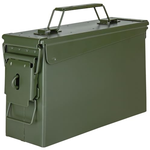 Trucky Munitionsbox Ammo Box Metallkiste Metallbox Munitionskiste Aufbewahrungsbox mit Deckel 28 x 10 x 18 cm Army Grün Metall