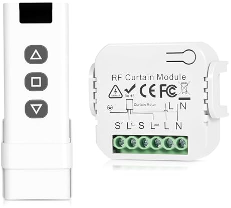 Set di controllo radio per tapparelle, interruttore radio per tapparelle, tende, montaggio facile, portata fino a 100 m, 2200 W, bianco