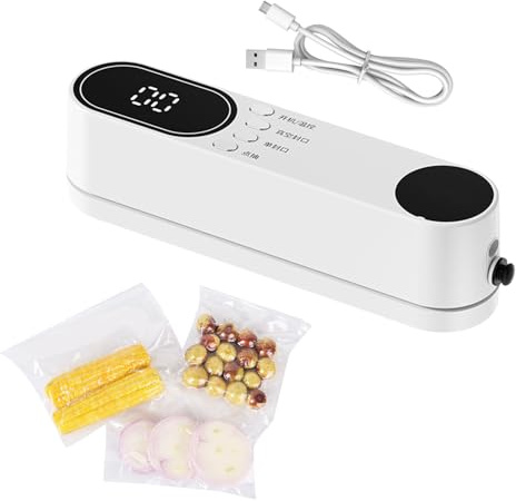 Pruojhw Mini envasadora al vacío, herramienta de embalaje inalámbrica para bolsas de alimentos, mini sellador al vacío inalámbrico, para el uso en el hogar, dormitorio, hotel, apartamento, tiendas y