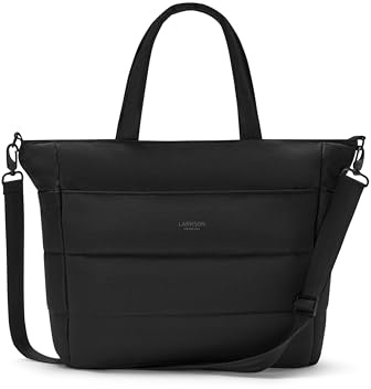 LARKSON Puffer Tote Bag Mujer Negro - Alma - Bolso Bandolera Acolchado con Muchos Compartimentos - Bolso de Hombro Grande - Everyday Shopping Bag - Shopper con Cremallera - Repelente al Agua
