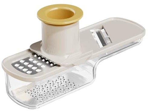 Cortador de ajo fino, cortador de ajo, mini molinillo multifuncional 3 en 1, rallador con recipiente y protector de mano, fácil de limpiar para cocina, blanco, mini molinillo