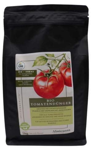 ALMICANNA: BIO TOMATENDÜNGER Granulat 1kg - Organischer Stickstoffdünger | Dünger pflanzlichen Ursprungs mit Aminosäuren - Für alle Tomatensorten - Aromareiche Früchte & hohe Erträge