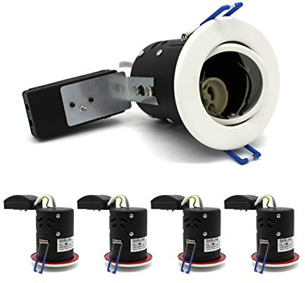 sanlumia 4 X LED Fire Rated Downlight Can GU10 Recessed Ceiling Twist & Lock Interchangeable Tilted Downlight IP20 White