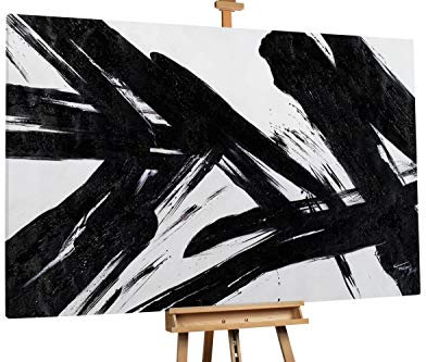 KunstLoft® XXL Gemälde 'Monochrome Momente' 180x120cm | original handgemalte Bilder | Abstrakt modern Schwarz Grau | Leinwand-Bild Ölgemälde einteilig groß | Modernes Kunst Ölbild