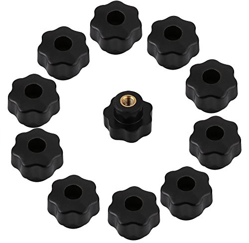 10 Unids Universal Negro De Plástico Forma de Estrella Cabeza de Sujeción Tuercas Perilla Torno Perilla Manija M6 * 25 para Máquina Herramienta