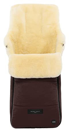 Saco universal AROSA LUXE de piel de cordero para carrito de bebé WERNER CHRIST BABY - Curtido medicinal, saco para coche, sillas de paseo o Buggy, en color marrón chocolate