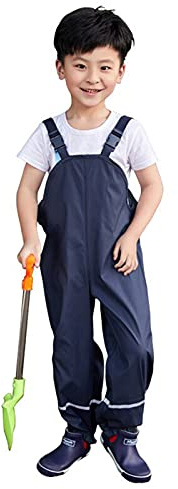 Gaga city Pantalon Impermeable para Niños Niñas,Unisex Outdoor Pantalón de Agua Impermeable Pantalones de Barro Mono Lluvia Azul oscuro/122/128