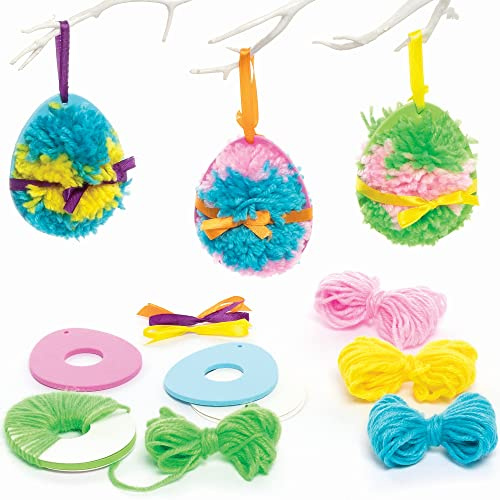 Baker Ross Osterei Pom Pom Bastelset für Kinder - 3er Pack, Oster Basteln für Kinder am Kindergeburtstag, Kindergarten oder Schule (FC489)