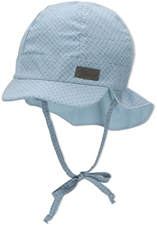 Sterntaler Baby Jungen Schirmmütze Baby Schirmmütze mit Nackenschutz zum Binden Raute Sonnenhut - Schiebermütze, Baskenmütze - waschbar - blau, 47