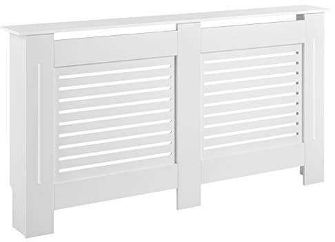 [en.casa] Heizkörperverkleidung Charleston Heizungsverkleidung 172 x 19 x 82 cm Heizkörperabdeckung mit Regal Wohnzimmer Weiß